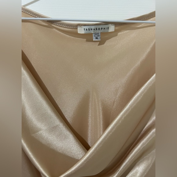 NWT Women's Tash + Sophie Cowl Satin Dress Hardware Straps XL champagne - Picture 8 of 12